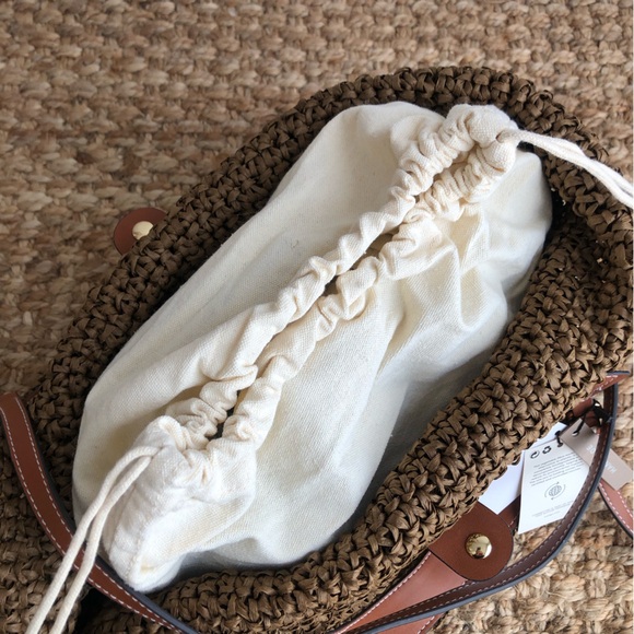 New w Tag: MNG Mango Dark Brown Braided Shoppers Bag. Lined. - Picture 10 of 13